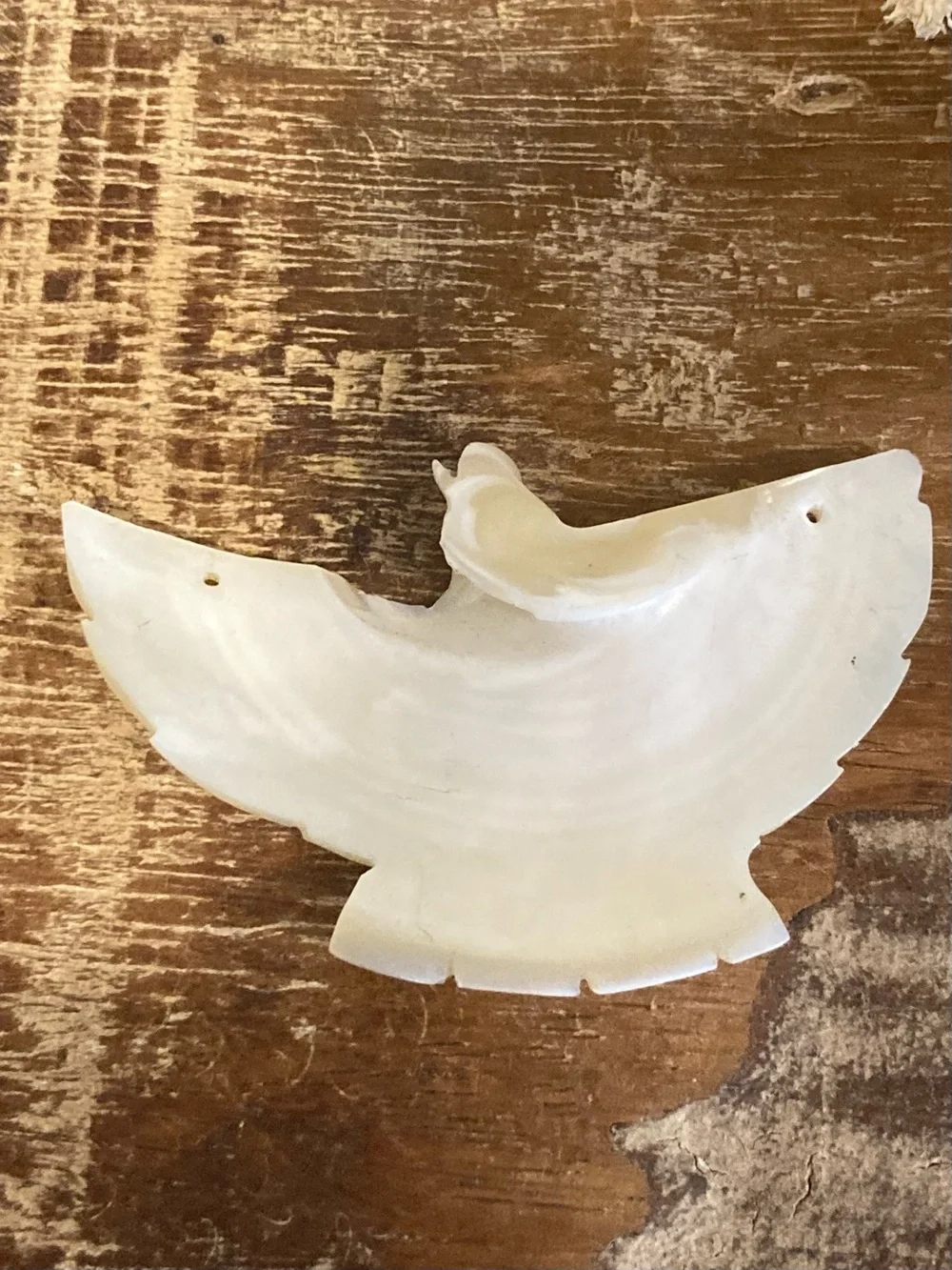 Bird Shaped Carved Shell Bead / Pendant 2 1/4” Long for Crafts or Jewelry Making